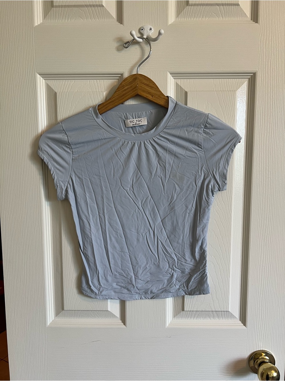 Tic Toc Women's Pale Blue Crew Neck Short Sleeve Tee